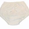 A white cloth diaper with a button on the side.