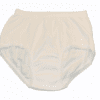 A white pair of underwear with pom poms on the bottom.
