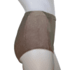 A person wearing brown underwear on their butt.