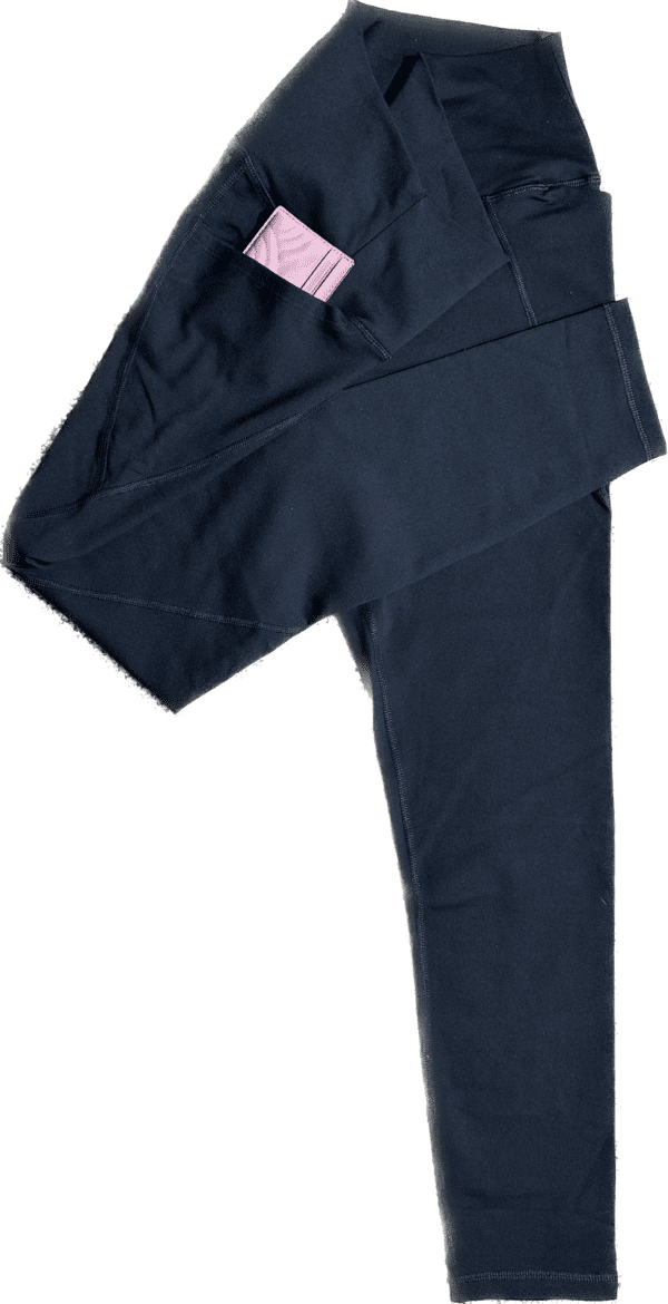 A pair of pants that are folded up.