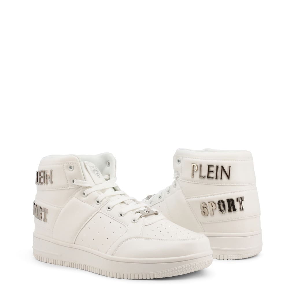 A pair of white sneakers with the words " sport " written on them.