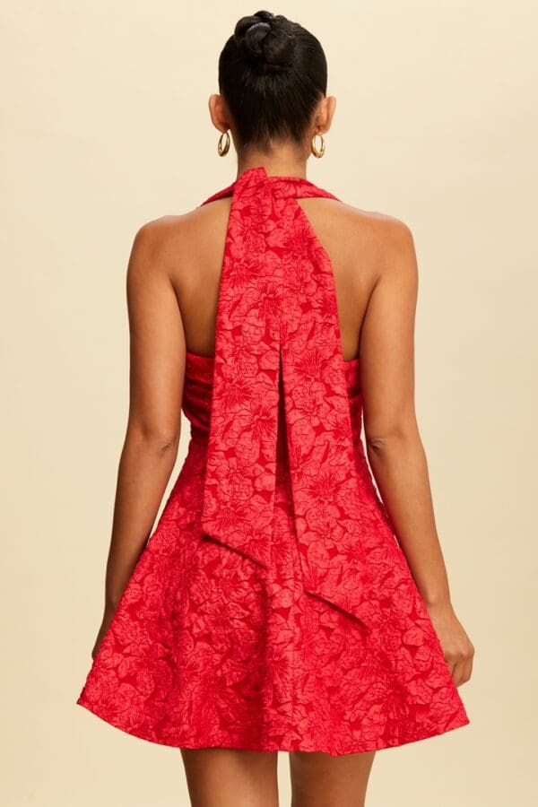 Textured Jacquard Halter Tie Dress. - Image 2