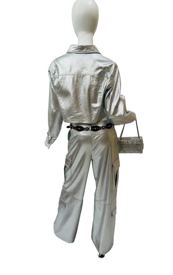 Silver Cargo Style Pants. - Image 4