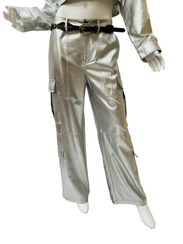 Silver Cargo Style Pants. - Image 2