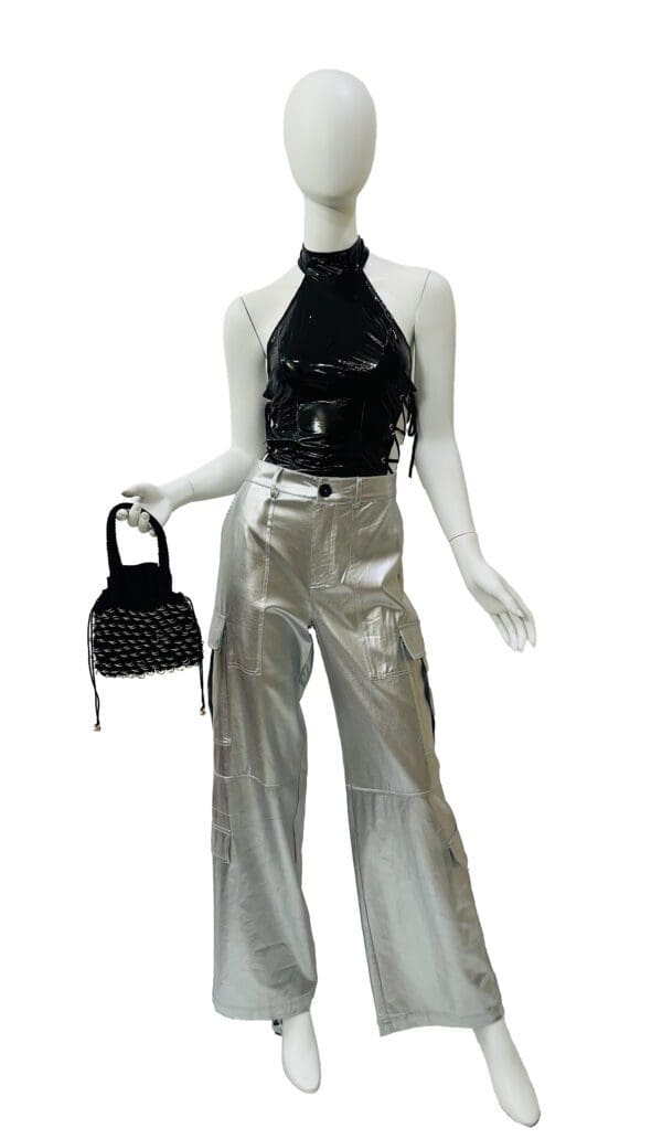 Silver Cargo Style Pants.