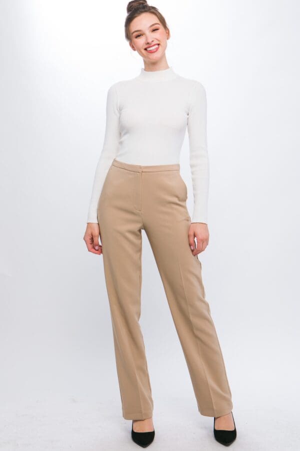 Woven Solid Formal Long Pants