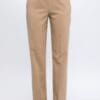 Beige straight-leg trousers on model.