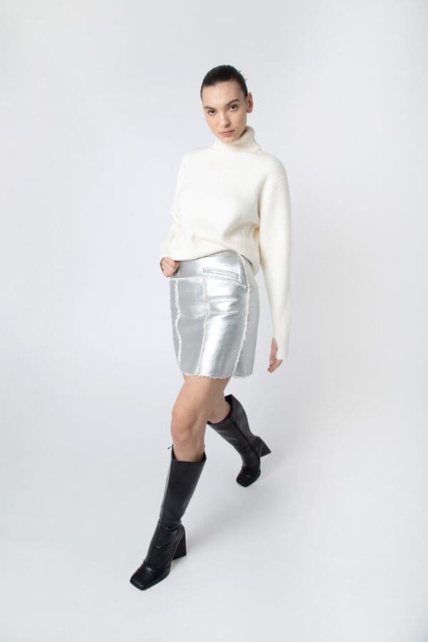 Polo Neck Knit With Full Length Sleeves.