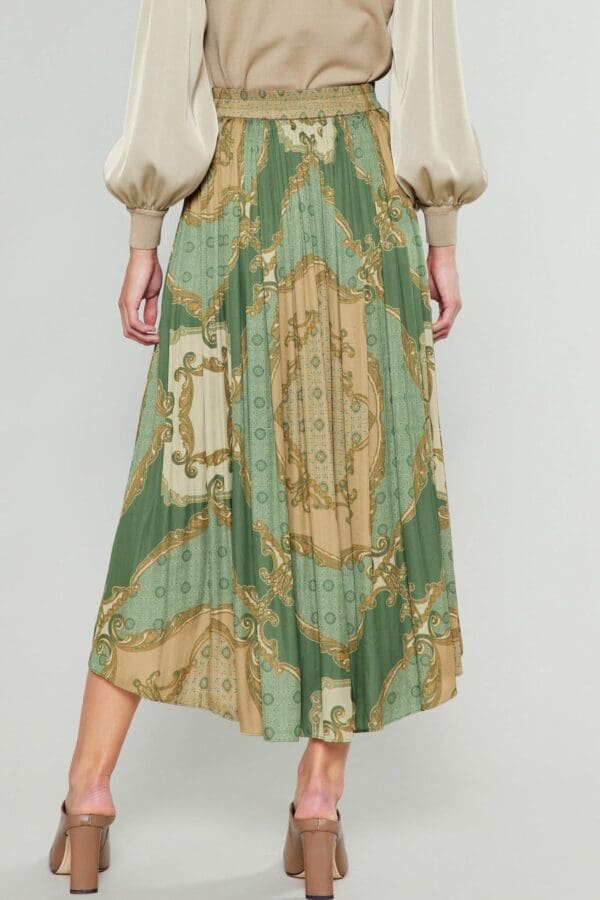 Printed Elasticized Asymmetrical Hem Skirt. - Image 4