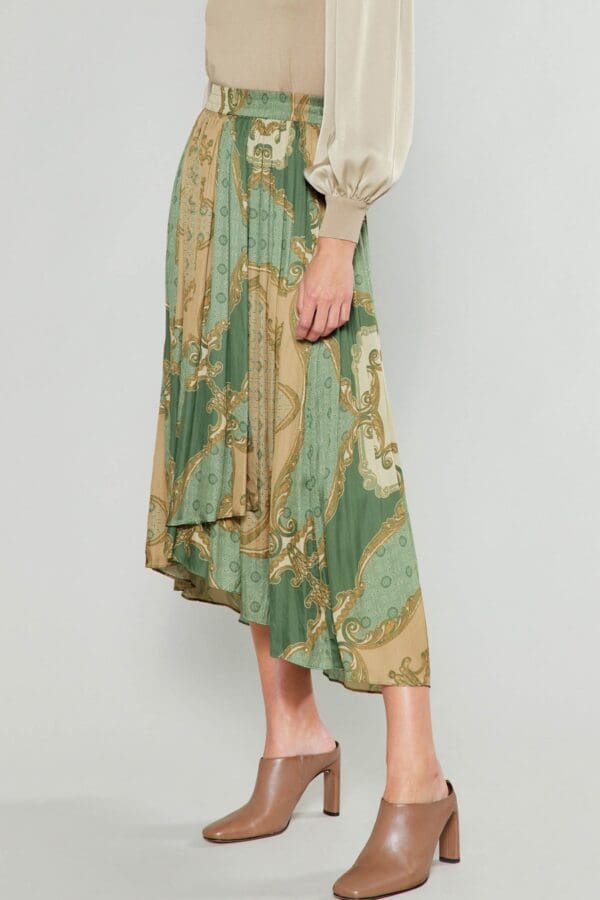 Printed Elasticized Asymmetrical Hem Skirt. - Image 2