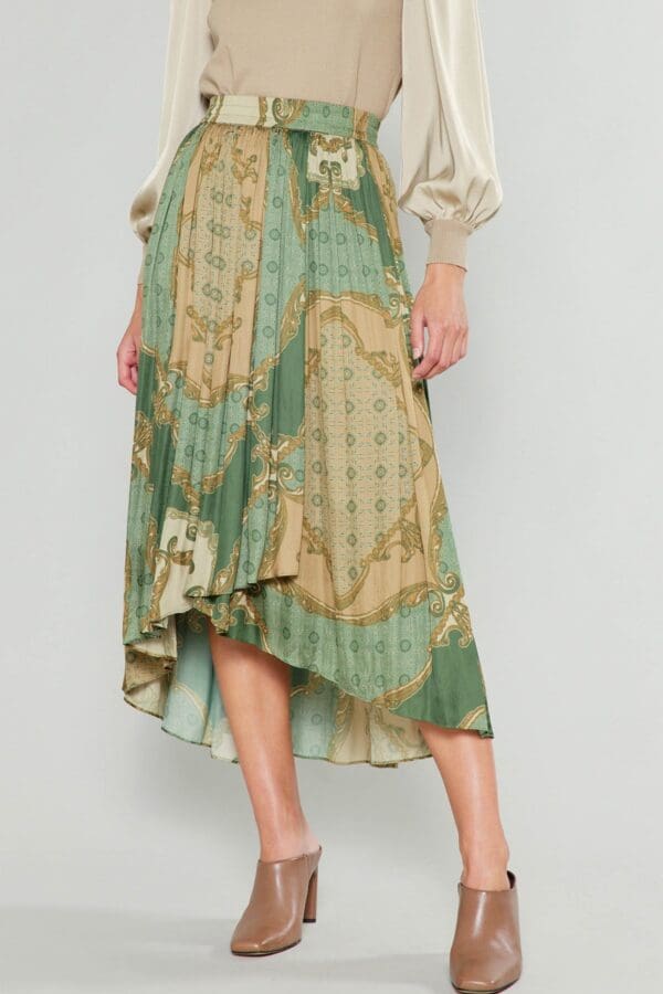 Printed Elasticized Asymmetrical Hem Skirt. - Image 5