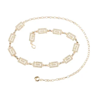 Gold Grecian key rhinestone belt.