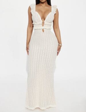 Open Back Textured Maxi Dress.